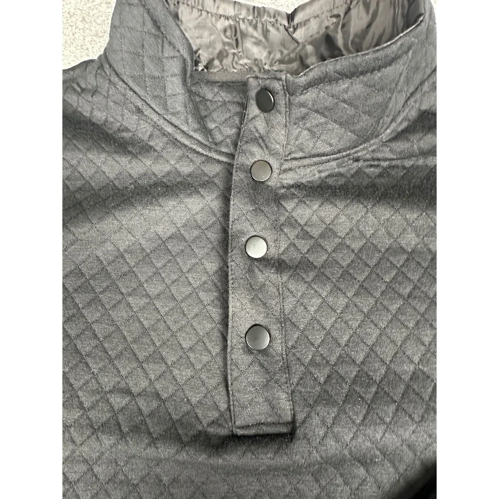 London Fog Supply Mens Quilted Snap Neck Pullover‎ Sweater XXL Black